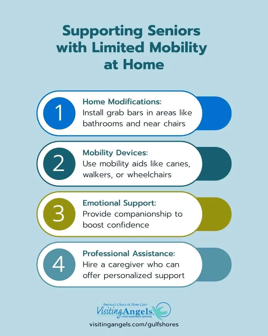An infographic about supporting seniors with limited mobility at home.